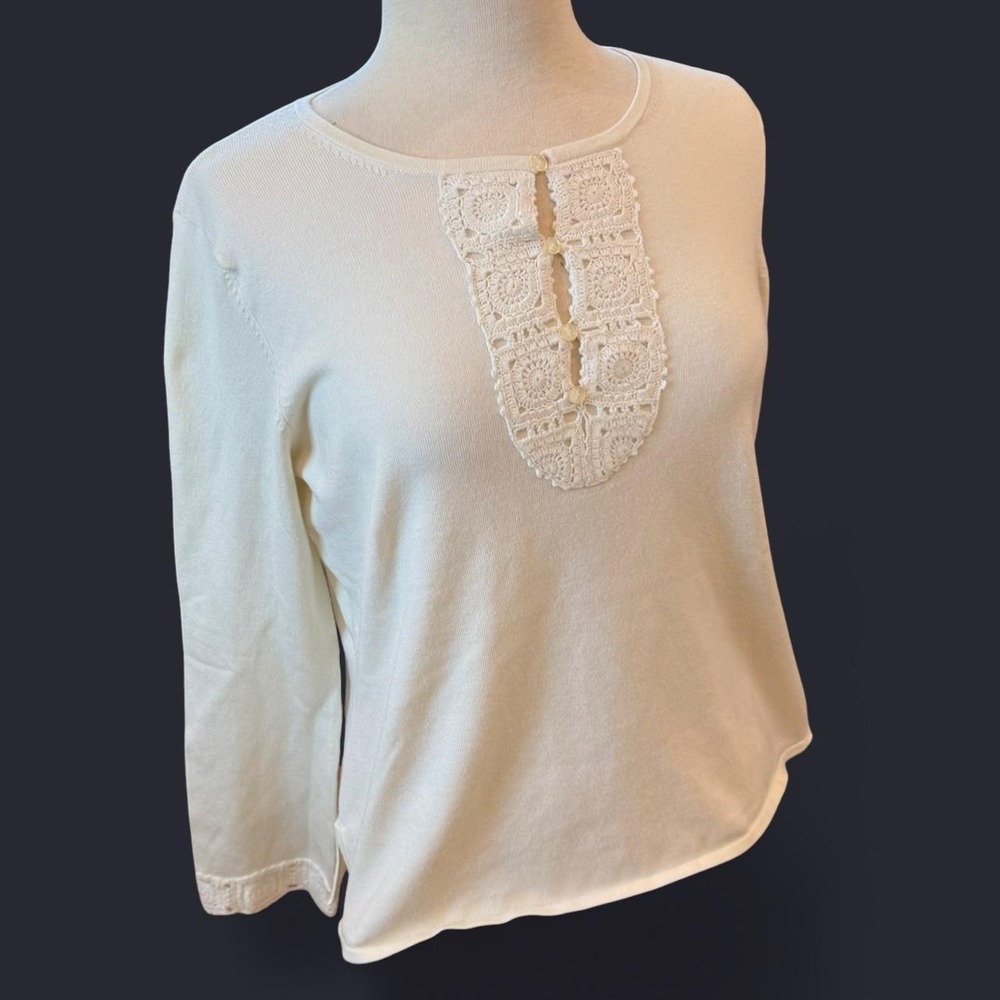 Vintage White Stag Ivory Long Sleeve Top Women's Size Large BOHO Whimsygoth 90s